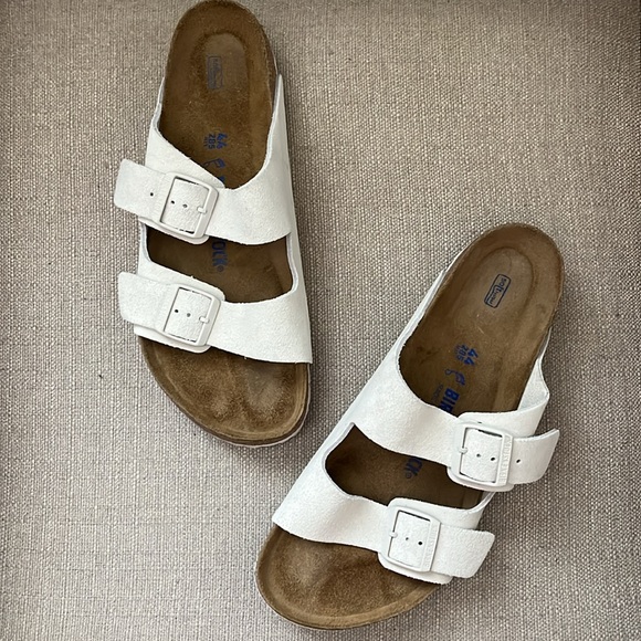 Birkenstock Arizona Slide Suede Leather Antique White Sandals Men’s Size 44 / 11 - Picture 3 of 8